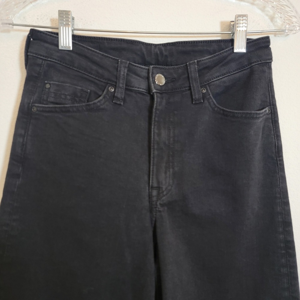 H&M &Denim Black Sz 4‎ Culotte High Waist Casual Wide Leg Jean Pant 5 Pocket - Picture 5 of 16